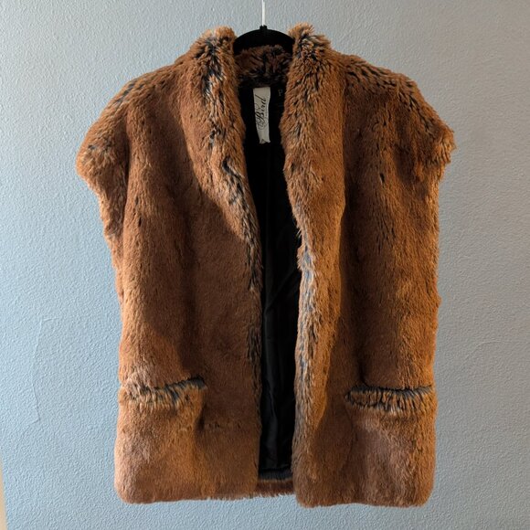 Bird by Juicy Couture Jackets & Blazers - Bird by Juicy Couture Cognac Brown Faux Fur Vest Women's Sz P